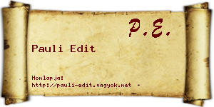 Pauli Edit névjegykártya